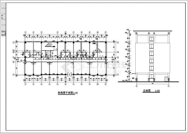 长38.28米 宽16.68米 6层3800平米框架小型办公楼建筑结构施工图-图一