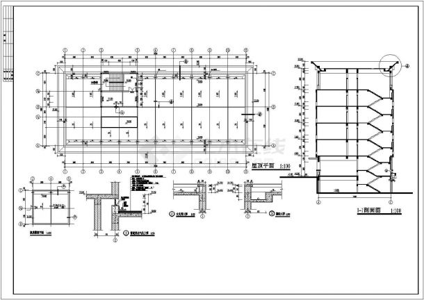 长38.28米 宽16.68米 6层3800平米框架小型办公楼建筑结构施工图-图二