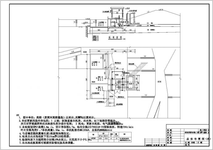 泵站全套建筑结构施工图(出水池 翼墙 电机层)_图1
