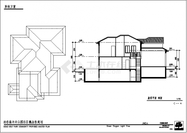 南京某小区单体别墅住宅楼建筑设计施工cad图纸-图二