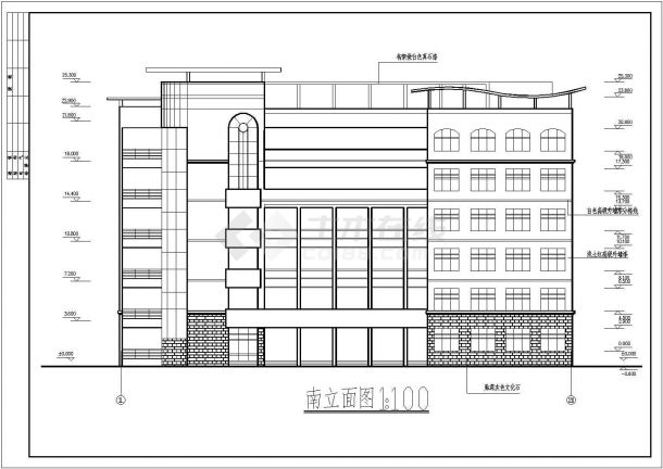 某中学高中教学楼建筑设计全套施工cad图，含效果图-图二