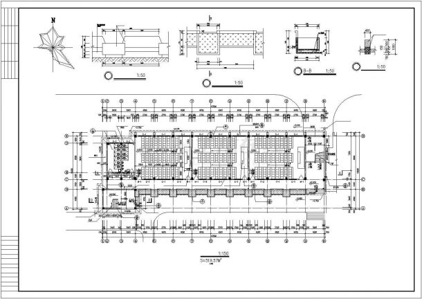 江阴市某中学2500平米五层钢混框架结构教学楼建筑设计CAD图纸-图二