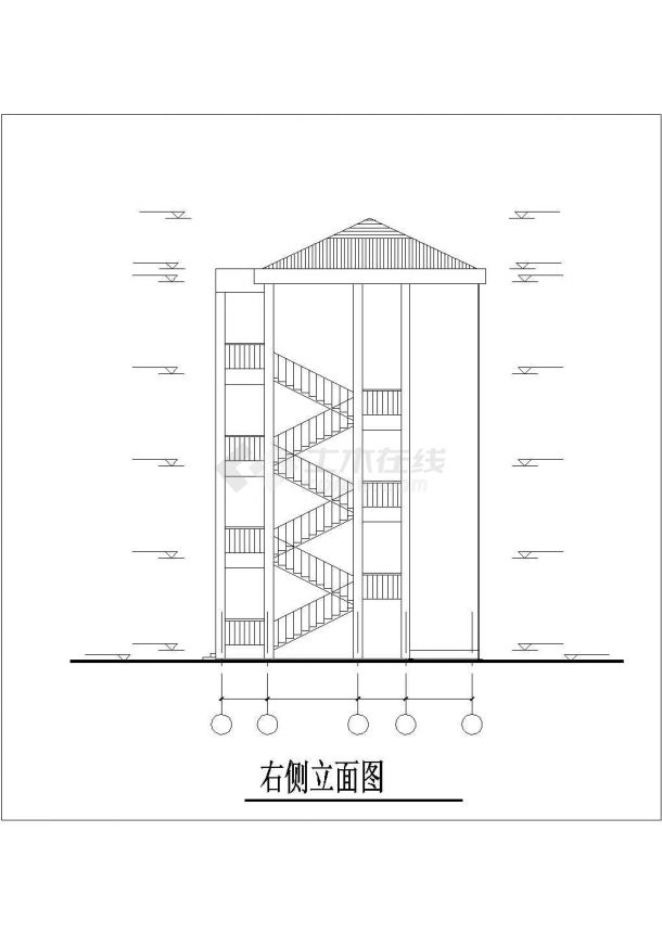 汉中市南郑中学1200平米4层砖混结构教学楼建筑设计CAD图纸-图一