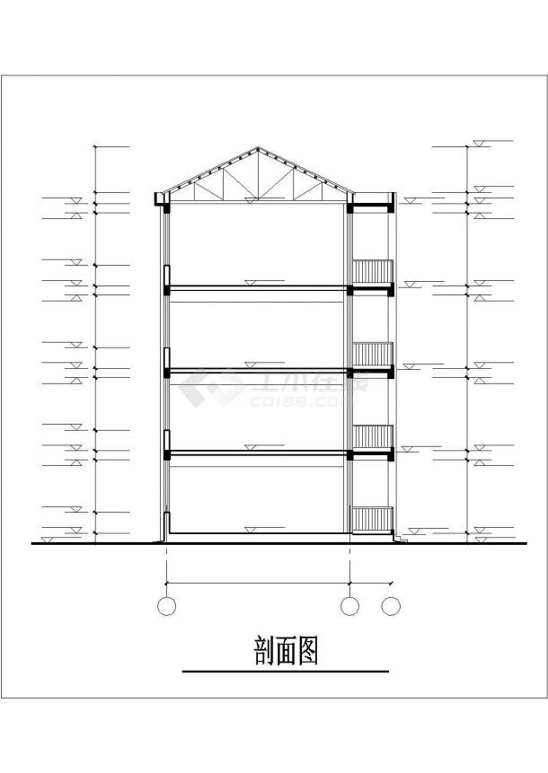 汉中市南郑中学1200平米4层砖混结构教学楼建筑设计CAD图纸-图二