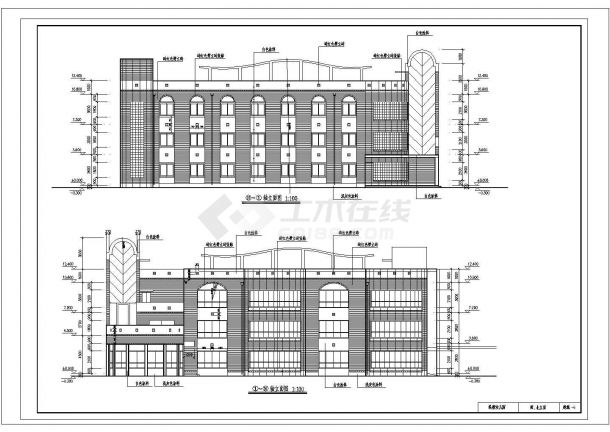 2252平米三层框混幼儿园教学楼建筑结构设计施工cad图纸，共十八张-图一