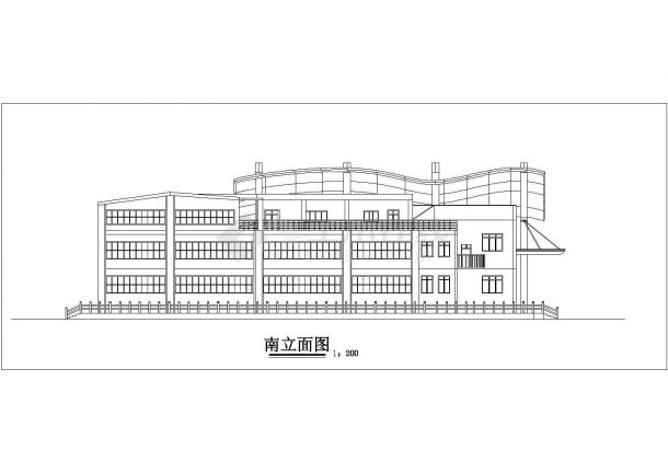 宁波理工大学3层框架结构大学生活动中心建筑设计CAD图纸-图二