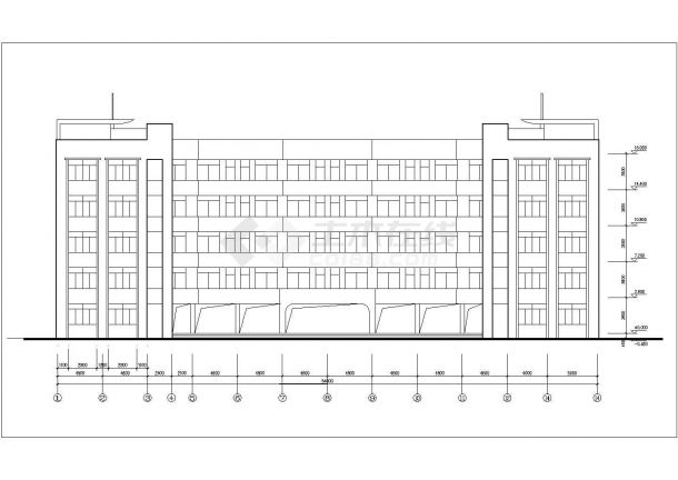 北京生物学院5层框架结构教学综合楼建筑设计CAD图纸-图一