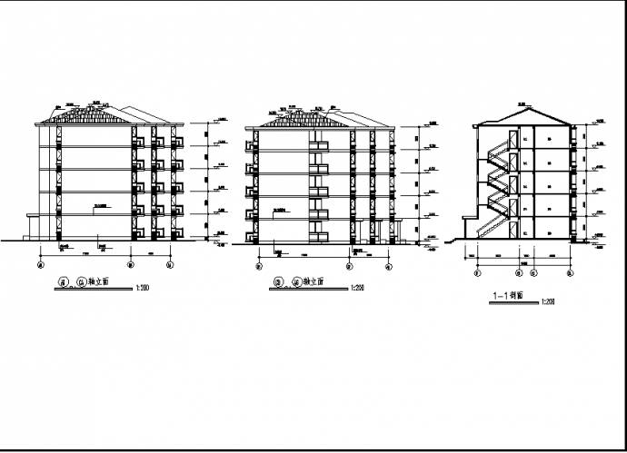 二套联排商住楼建筑设计施工cad图纸（含说明）_图1