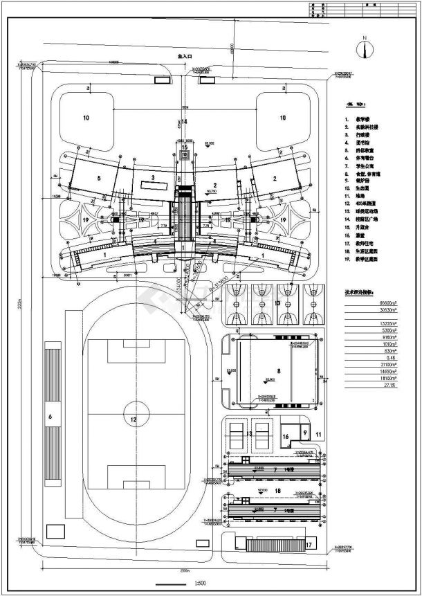 成都理工大学附属中学校区总平面规划设计CAD图纸（占地6.6万平米）-图一