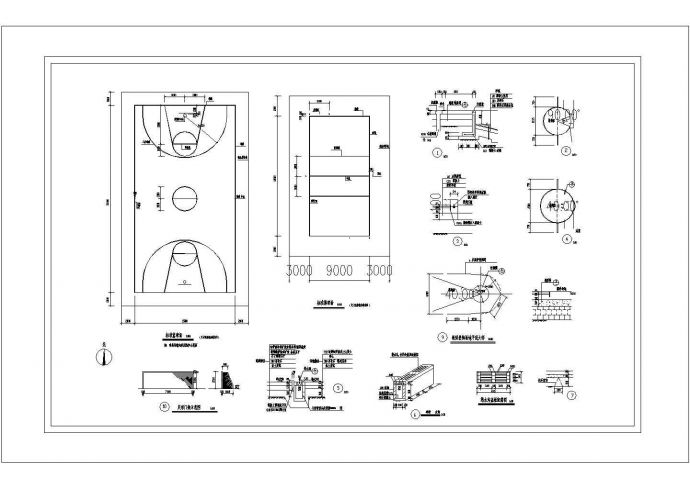 景观施工图分类细部大全—运动场地cad图_图1