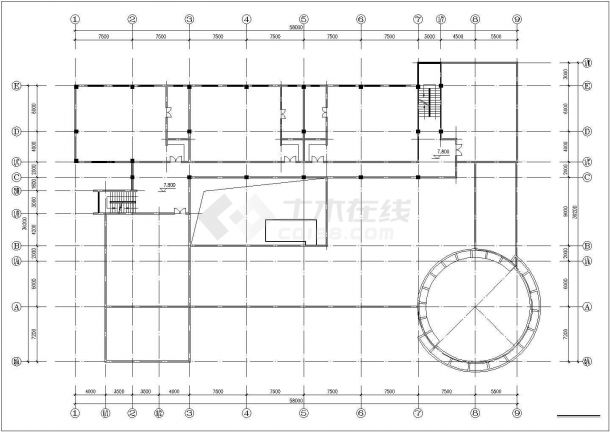 杭州市天源幼儿园3200平米3层框架结构教学楼建筑设计CAD图纸-图一