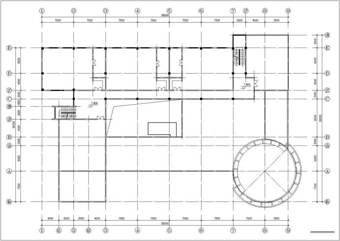 杭州市天源幼儿园3200平米3层框架结构教学楼建筑设计CAD图纸_图1