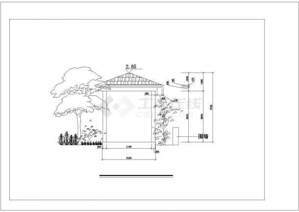 长12.1米 宽11.2米 屋顶花园设计景观施工图-图二