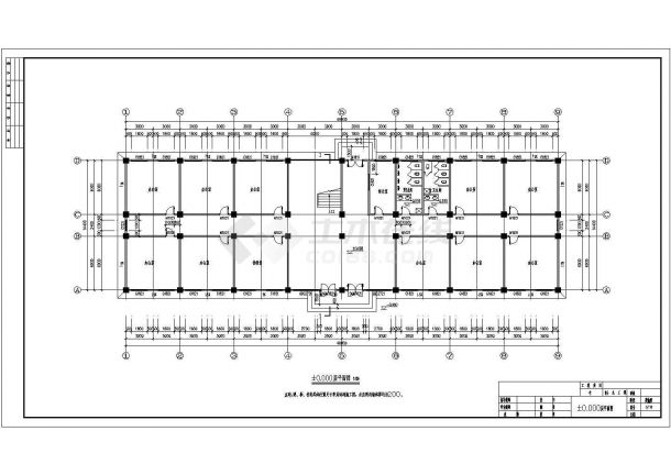 昆山市某集团公司4140平米6层框架结构办公楼建筑结构设计CAD图纸-图二