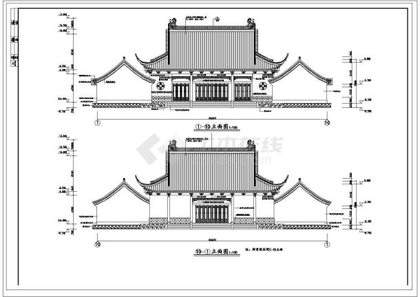 某一层财神殿建筑设计cad施工图-图一