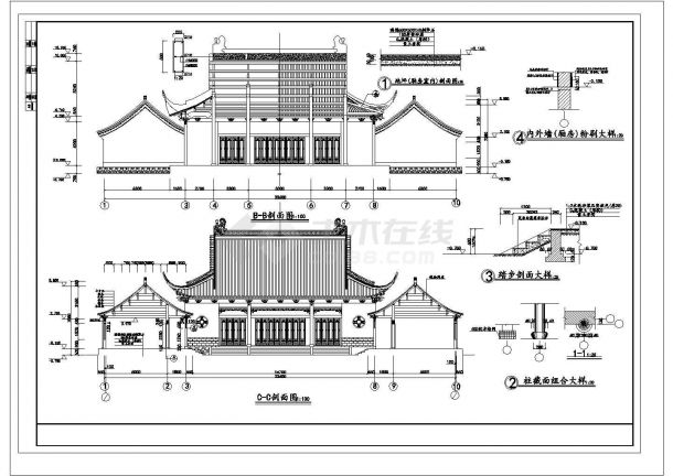 某一层财神殿建筑设计cad施工图-图二