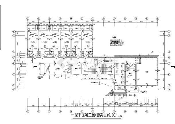 南京理工大学1.2万平米8层框架结构学生宿舍楼建筑设计CAD图纸-图二