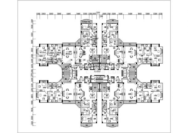 丽湖春晓小区高层住宅全体建筑平立面图(含立面图，二层平面图)-图一