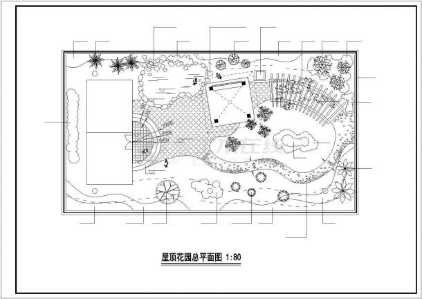 屋顶花园景观施工图(CAD,6张图）-图二