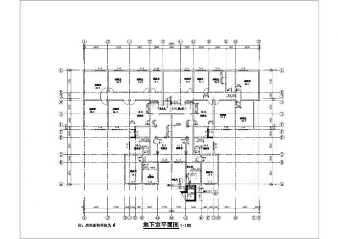某地精致6层住宅楼全套建筑平面图(含地下室平面图，二、四层平面图)_图1