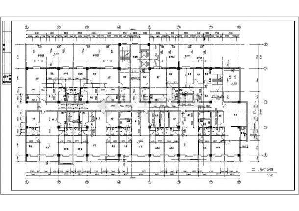板式小高层公寓楼全套建筑施工设计cad图纸(含交通核地下室平面图，背(北)立面图)-图二
