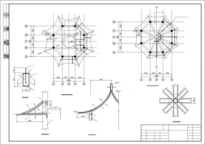 三层八角楼、四角亭建筑结构设计图（ 长5.8米宽5.8米 长宽各4米）_图1