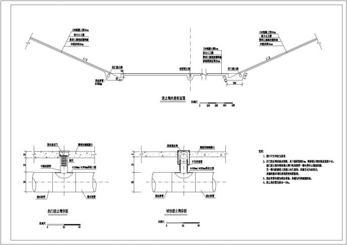 典型渠道逆止阀设计cad施工详图（标注详细）_图1