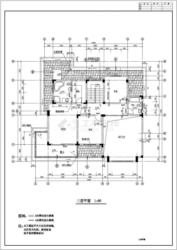 某二层带地下室框架结构欧式别墅设计cad详细建筑施工图（含效果图）-图二