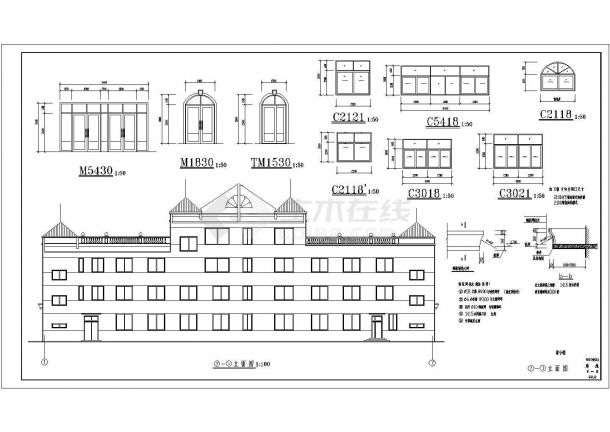 三层综合楼全套建筑设计施工图-图二