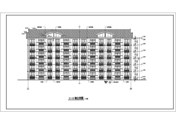 多层欧式住宅楼建筑设计施工CAD图-图二