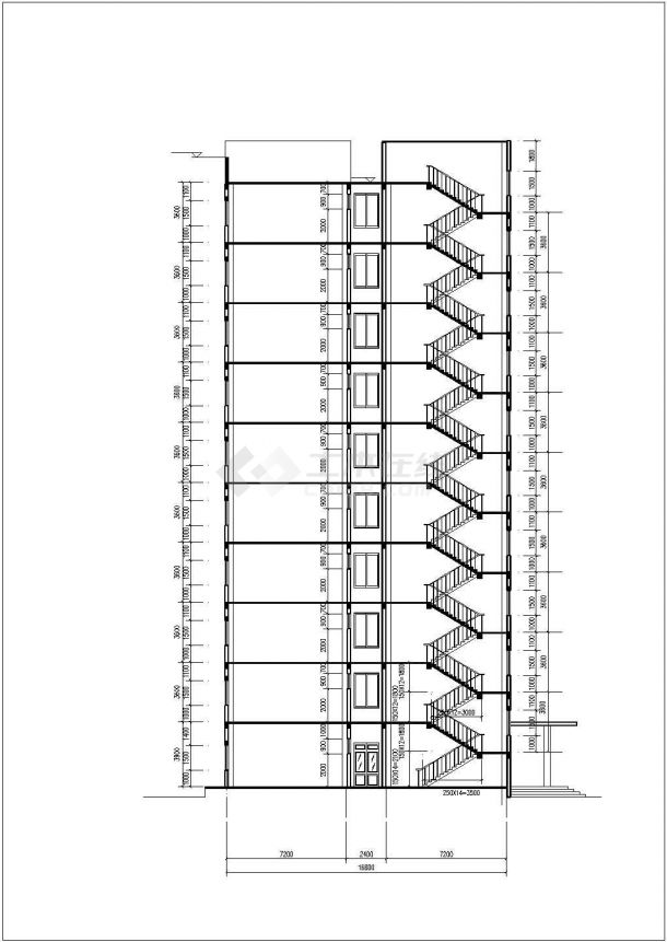 厦门某公司1.1万平米10层钢混框架结构办公楼建筑结构设计CAD图纸-图一