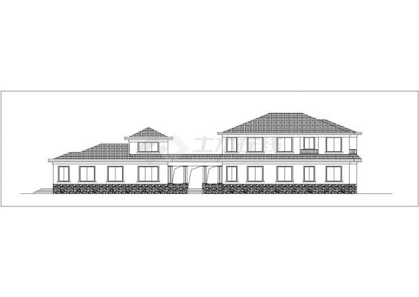 500平米左右2层砖混结构中式别墅全套建筑设计CAD图纸-图二