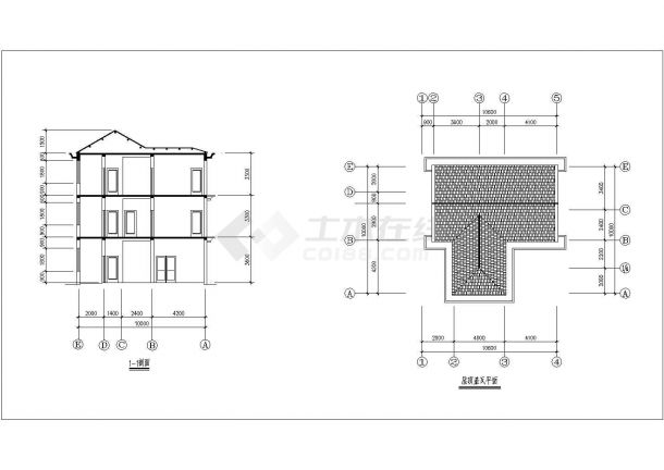 某三层框架结构简易型农村住宅设计cad建筑方案图-图一