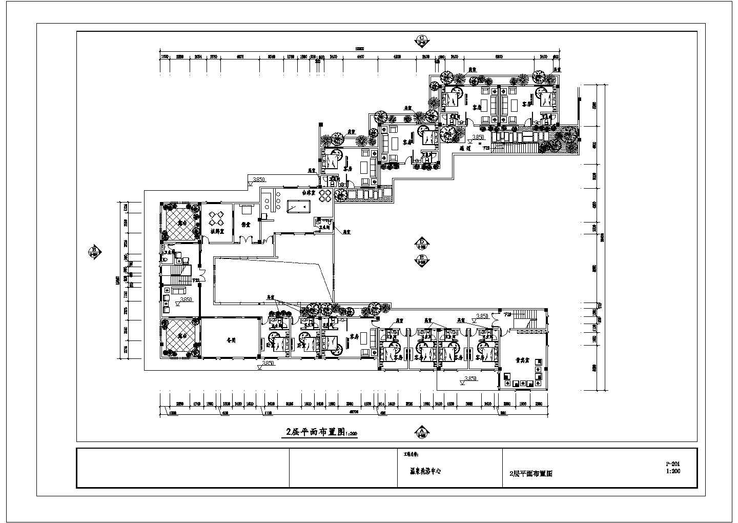 温泉洗浴中心建筑设计CAD图