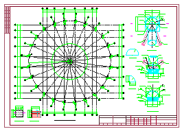 [重庆]桁架与网架混合结构重点大学体育馆cad钢结构施工图-图一