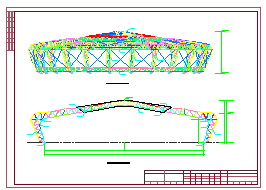 [重庆]桁架与网架混合结构重点大学体育馆cad钢结构施工图-图二