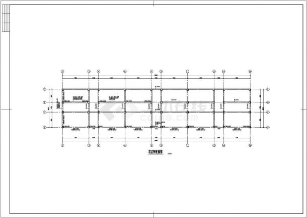 秦皇岛市某市政单位3400平米6层框架结构办公楼建筑结构设计CAD图纸-图一