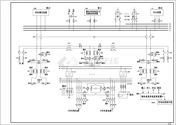 典型110Kv高压变电站设计cad直流系统接线图（标注详细）-图一