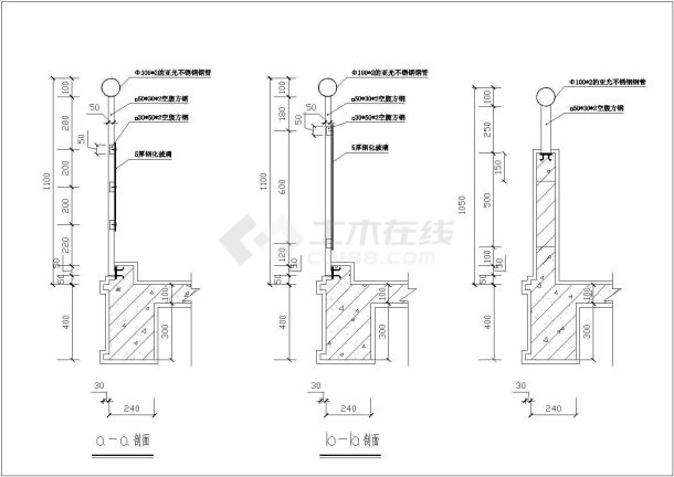 经典阳台建筑设计cad施工大样图（含多种类型设计）-图二
