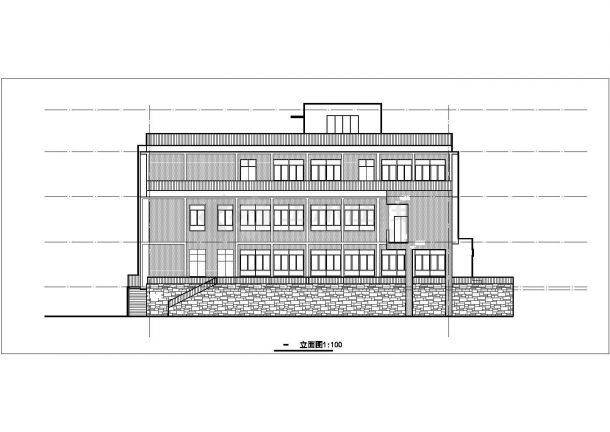 温州某学校2300平米3层框架结构学生食堂全套建筑设计CAD图纸-图二