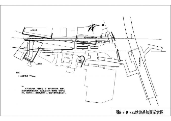 某地铁车站周边建筑物地基加固cad总平面施工图_图1