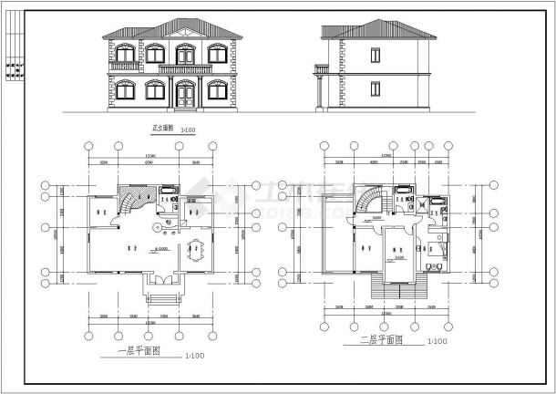 农村自建别墅建筑设计施工CAD图-图二