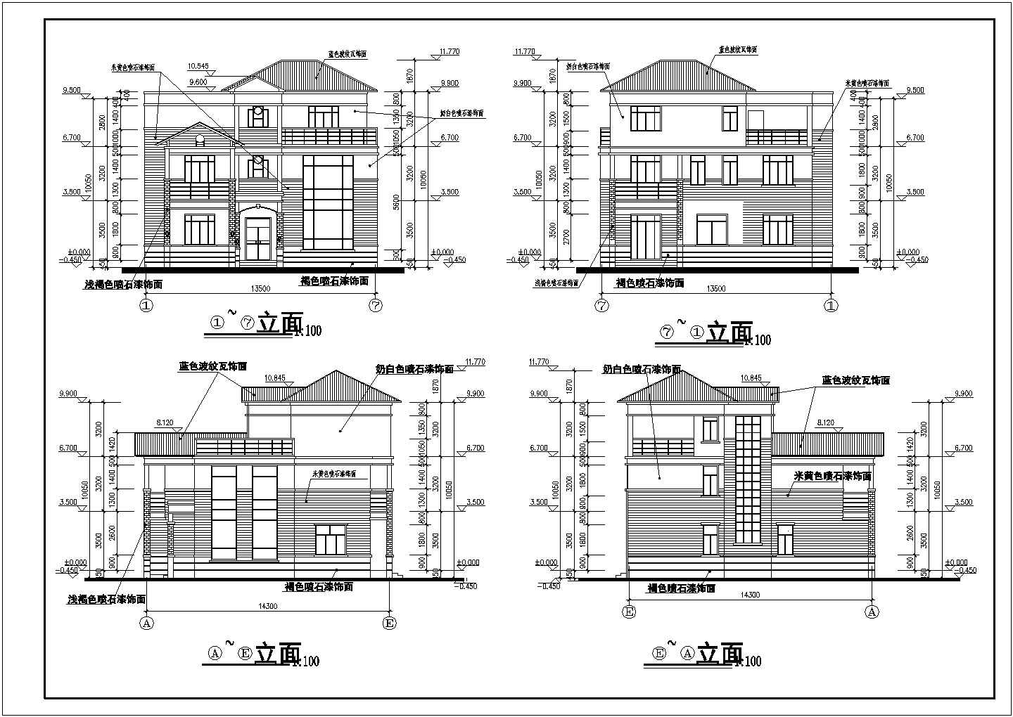 三层东南亚风格别墅建筑施工图