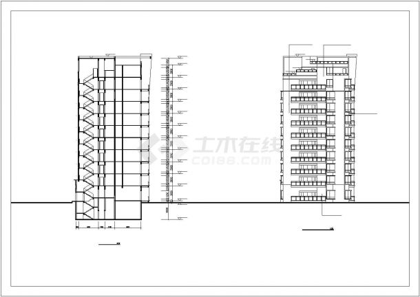 三栋10层框架结构首层联排式住宅楼建筑设计CAD图纸（1层商用）-图二
