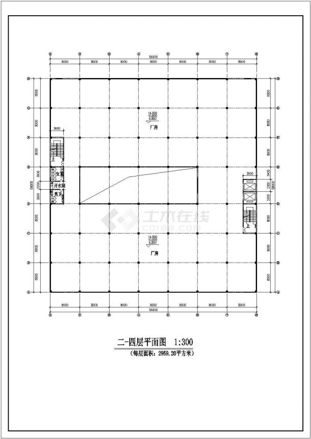 浙江省杭州市某公司员工多层住宅宿舍楼施工设计CAD图纸-图二