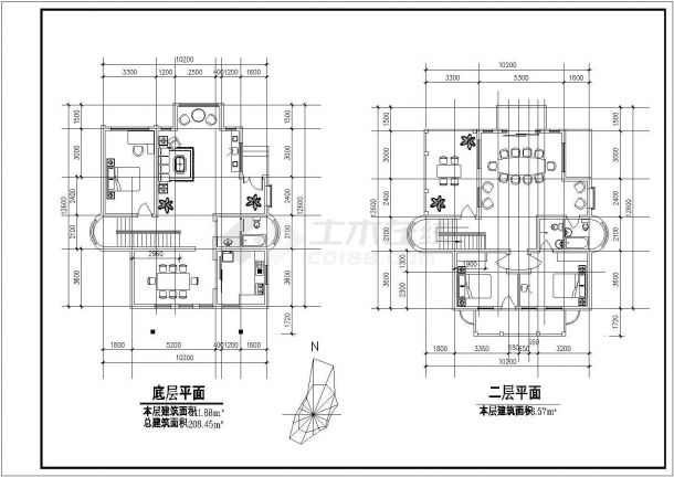 208.45平米别墅全套建筑设计施工图-图一