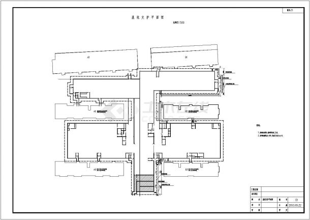 某高层住宅楼地下车库基坑支护结构施工设计cad施工详图(土钉+护坡桩)-图一