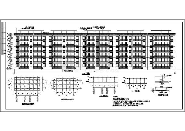 南通市某区大型工厂新建员工宿舍楼整体施工设计CAD图纸-图二