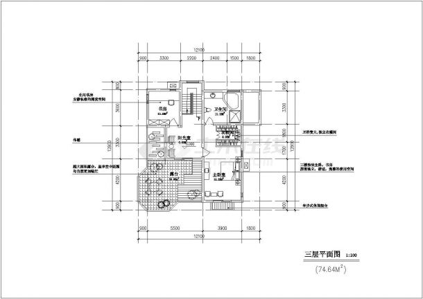 济宁市某村镇290平米左右3层砖混结构乡村别墅建筑设计CAD图纸-图一