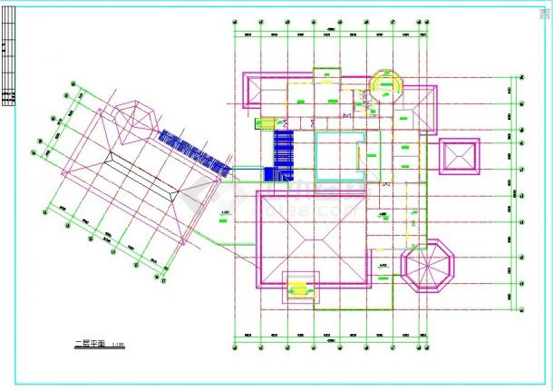 广州某2100平米2层框架结构体育会所平立剖面设计CAD图纸-图一